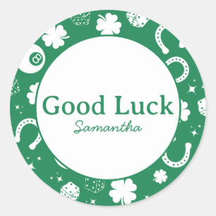Good luck Green Shamrock Classic Round Sticker