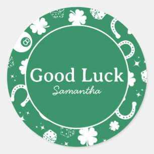 Good luck Green Shamrock Classic Round Sticker
