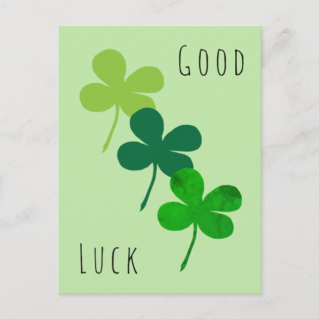 Good Luck Green Shamrock Clover  Postcard (Front)