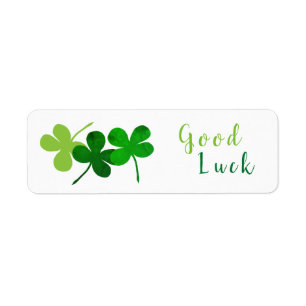 Good Luck Green Shamrocks Return Address Label