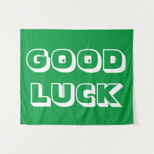 Good Luck, green white Tapestry