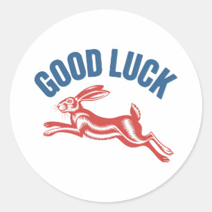 Good Luck Hare – Vintage Running Rabbit Design Classic Round Sticker