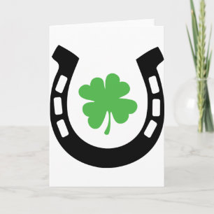 Good Luck Horseshoe Cloverleaf - Shamrock Card