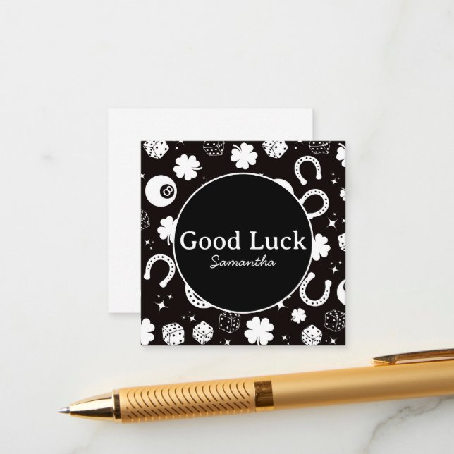 Good luck Horseshoe Shamrock Enclosure Card (Front/Back In Situ)
