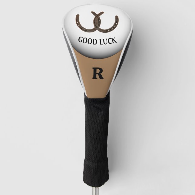 Good Luck Horseshoes Monogram Initial Golf Head Cover (Front)