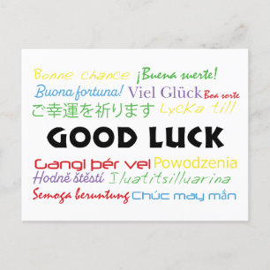 Good Luck in Many Languages Colourful Postcard