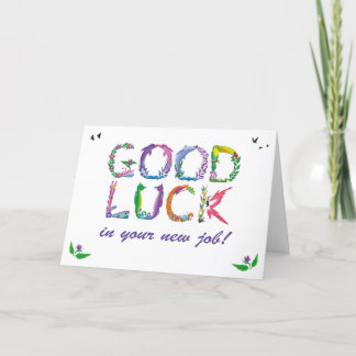 Good Luck in new job - tropical word art Thank You Card
