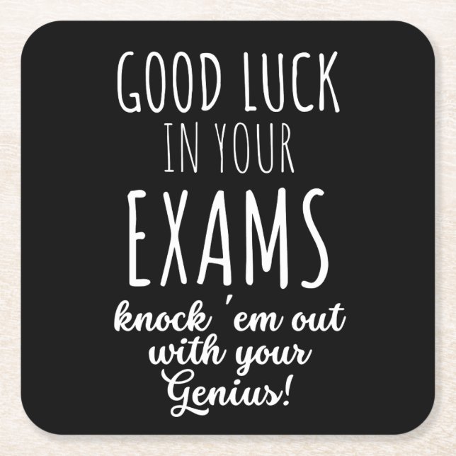good Luck in your exams Square Paper Coaster (Front)