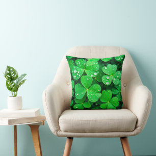 Good Luck Irish Four-Leaf Clovers Cushion