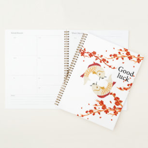 Good Luck Koi Fish with Sakura Elegant Japanese Planner