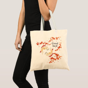 Good Luck Koi Fish with Sakura Elegant Japanese Tote Bag