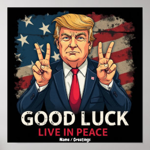 Good Luck Live In Peace Funny Patriotic Quote Gift Poster