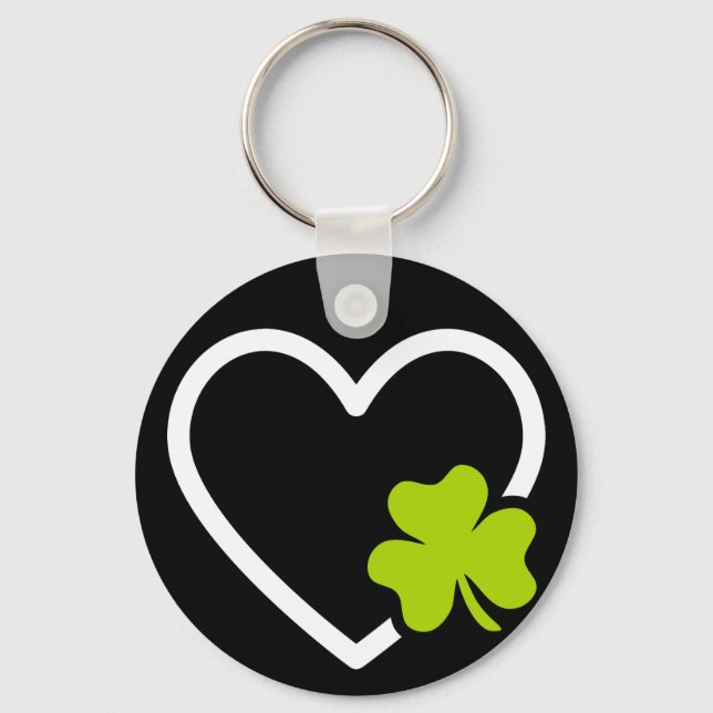 Good Luck Lucky Charm Symbol Clover Heart Key Ring (Front)