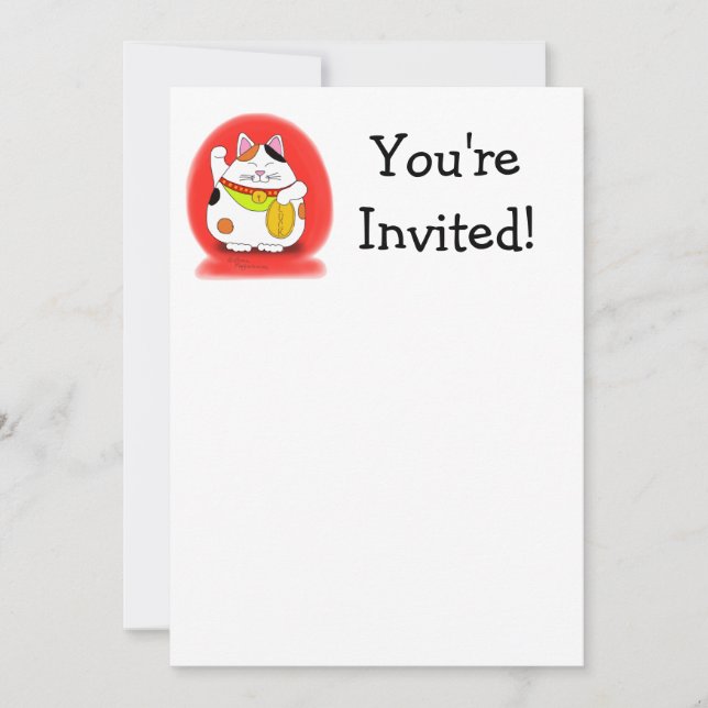 Good Luck Maneki Neko Invitation (Front)