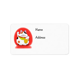 Good Luck Maneki Neko Label