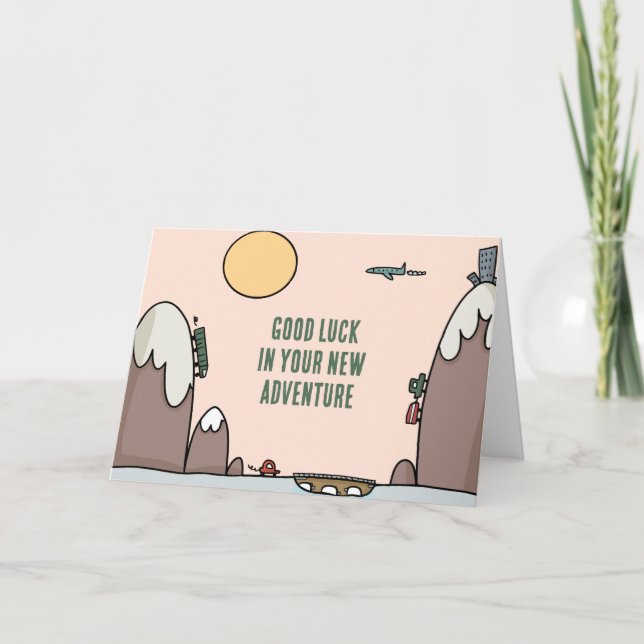 Good Luck New Adventure Travelling Cartoon Card (Front)