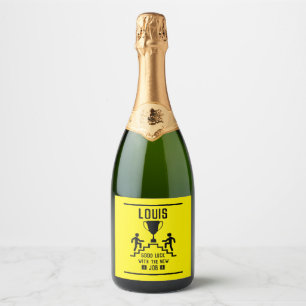 Good Luck New Job Sparkling Wine Label