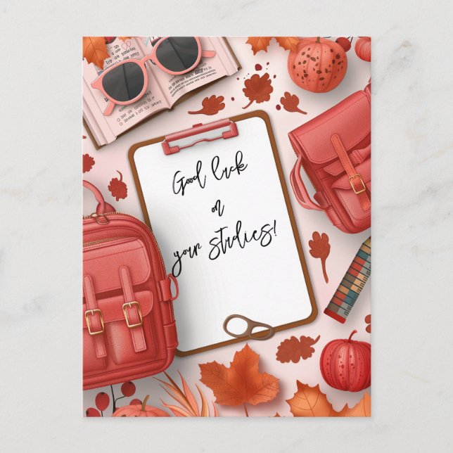 Good Luck on Your School Studies Postcard (Front)