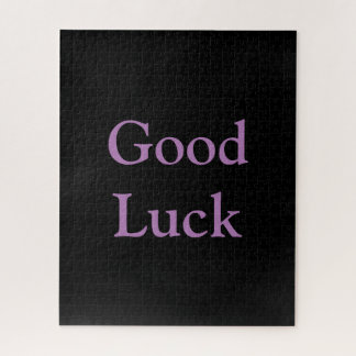 Good Luck or Your Words Purple and Black Jigsaw Puzzle
