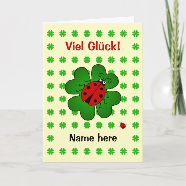 Good Luck personalised Viel Gluck Card (Front)