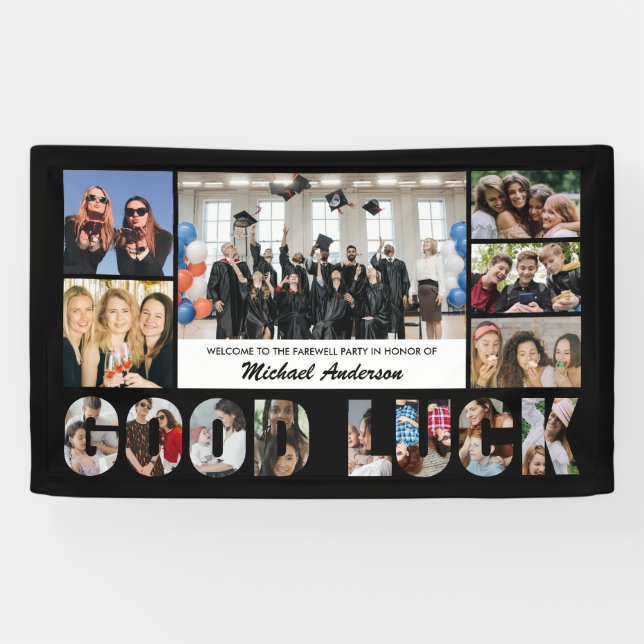 Good Luck Photo Collage Colleague Farewell Party Banner (Horizontal)