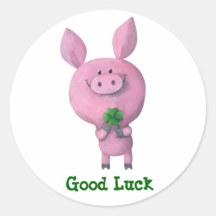 Good Luck Pig Classic Round Sticker