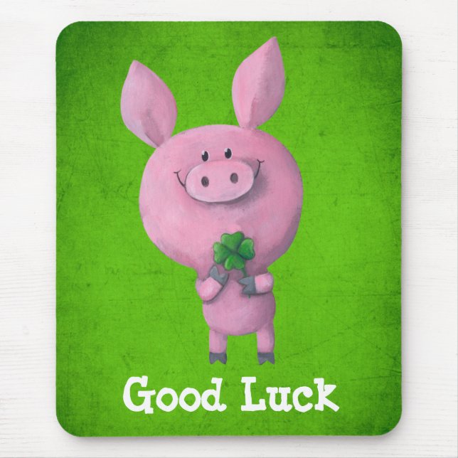 Good Luck Pig Mouse Pad (Front)