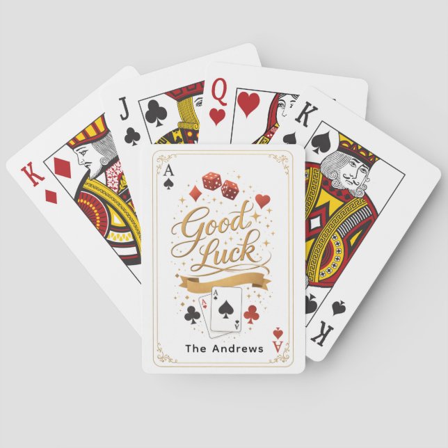 Good Luck Poker Card Design – Elegant Casino Typog (Back)