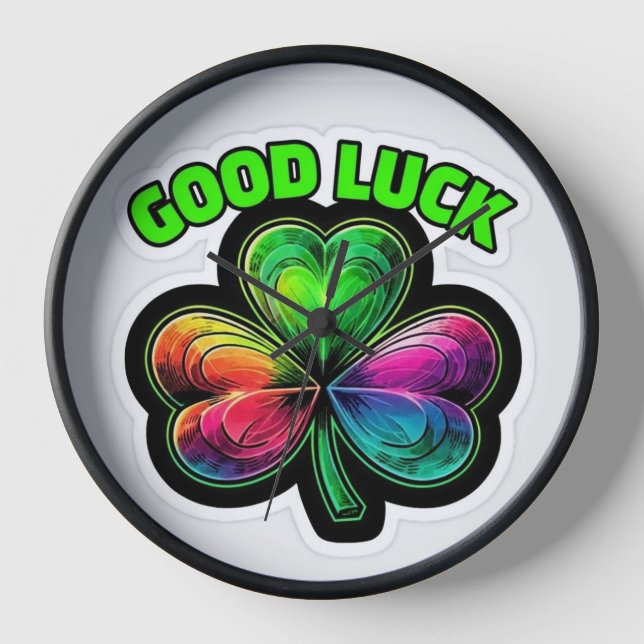 Good luck rainbow clover clock (Front)