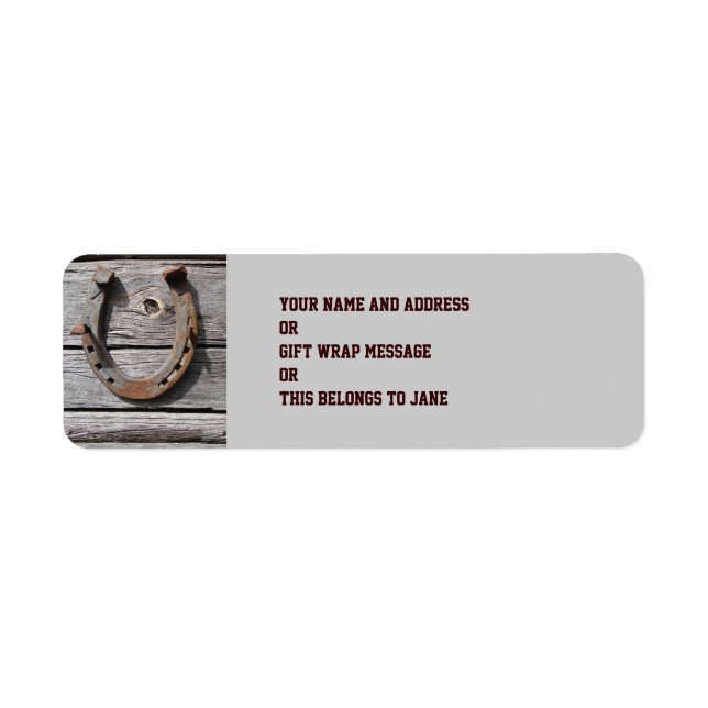 Good Luck Rustic Horseshoe Design Labels (Front)