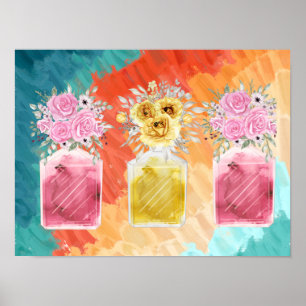 Good Luck set of Three Perfume Bottle Bouquet Poster
