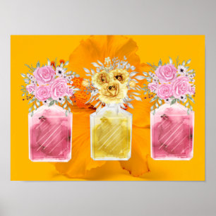 Good Luck set of Three Perfume Bottle Bouquet Poster
