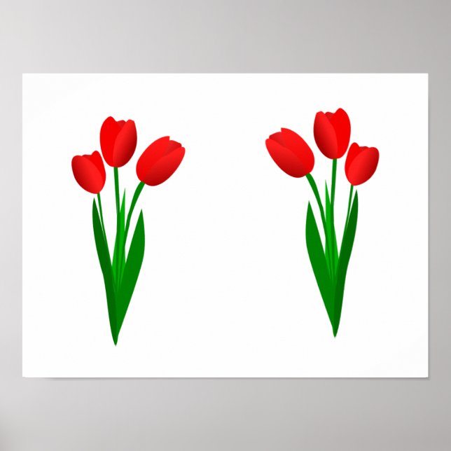 Good Luck set of Three Red Tulips Poster (Front)