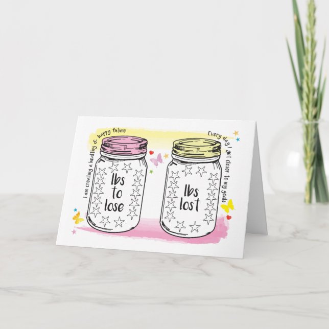 Good Luck Slimming Club Member Weight Tracker Jars Card (Front)