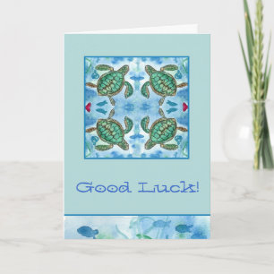 Good Luck Turtles Ocean Sea Creatures Fish Art Card