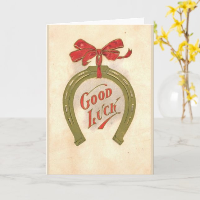 Good luck- vintage Greeting Card (Yellow Flower)