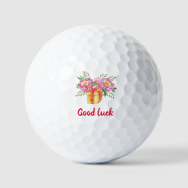 Good luck Watercolor peonies Cute  Golf Balls (Front)