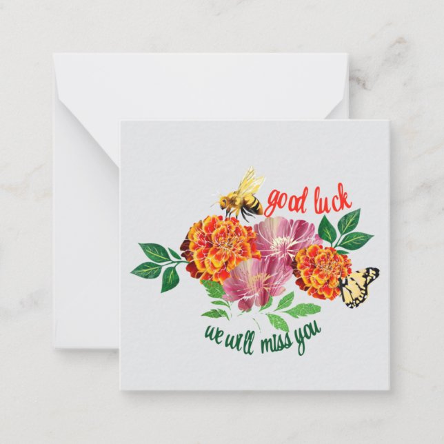 Good luck we will miss you  card (Front)