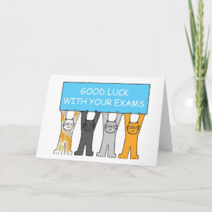 Good Luck with Your Exams Cartoon Cats Card