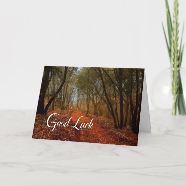Good Luck Woodland Path with Oak Trees Card (Front)