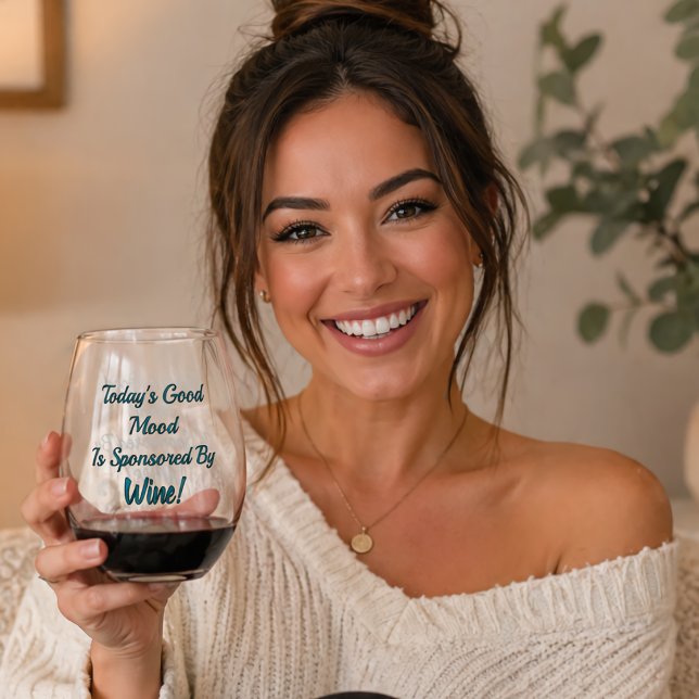 Good Mood Sponsored by Wine Stemless Wine Glass (Creator Uploaded)