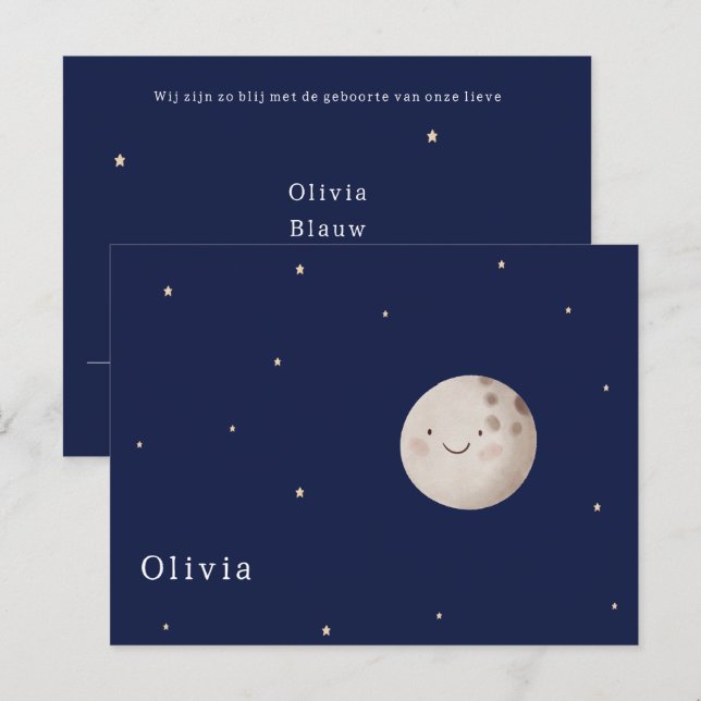 Good Moon and Star Night Baby Birth Postcard (Front/Back)