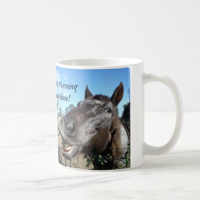 Good mornig Sunshine Funny Face brown horse Coffee Mug (Right)