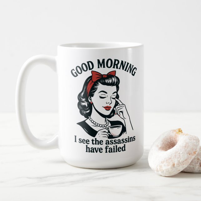 Good Morning Assassins Failed  Coffee Mug (With Donut)