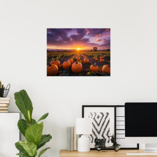 Good morning autumn field poster