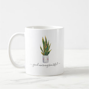 Good Morning Beautiful   Cute Potted Plant Coffee Mug
