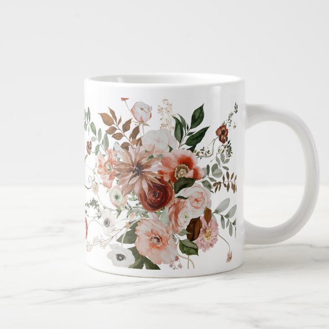 Good Morning, Beautiful Floral Bouquet Large Coffee Mug (Right)