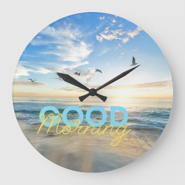 Good Morning Blue Sky Large Clock (Front)