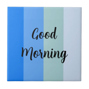 Good Morning Blue Striped Ceramic Tile