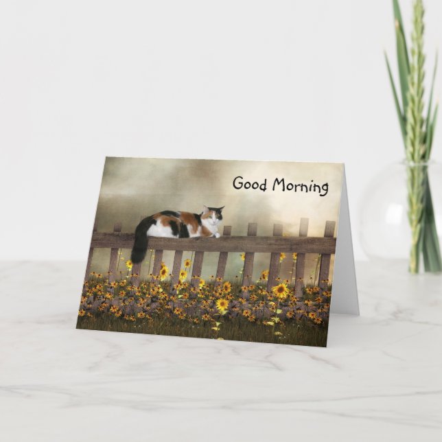 Good morning calico kitty card (Front)